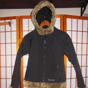 Marmot hard shell with fur trim